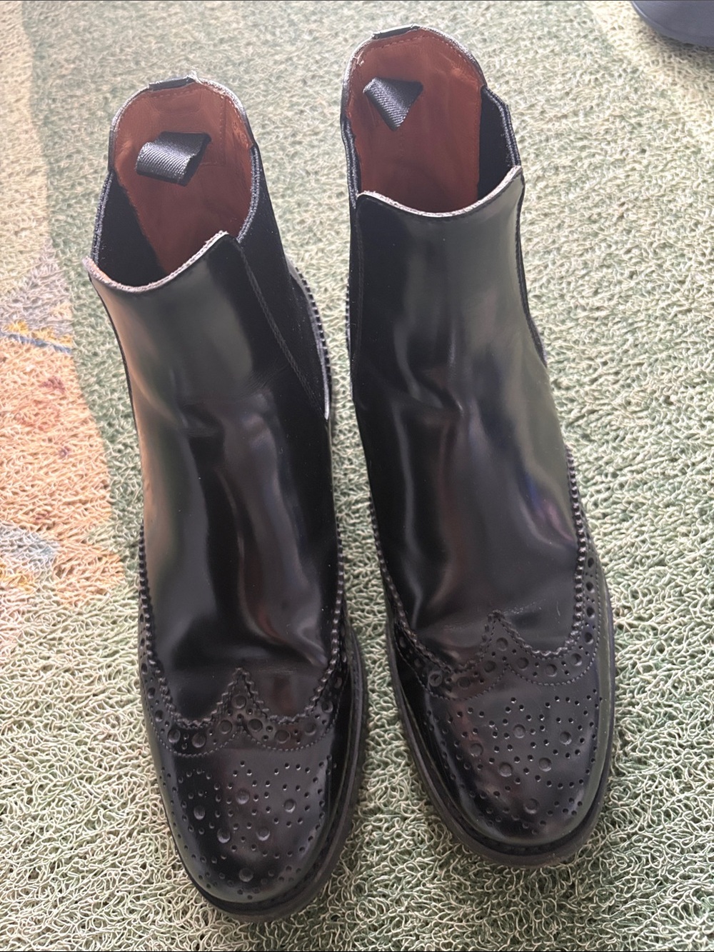 Church’s Women's Black Leather Wingtip Chelsea Boots
